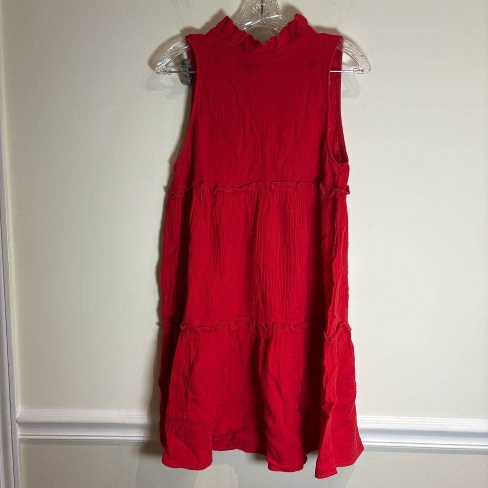 Tuckernuck Pomander Place Red Lightweight Cotton Gauze Morgan Dress Medium - Picture 4 of 8